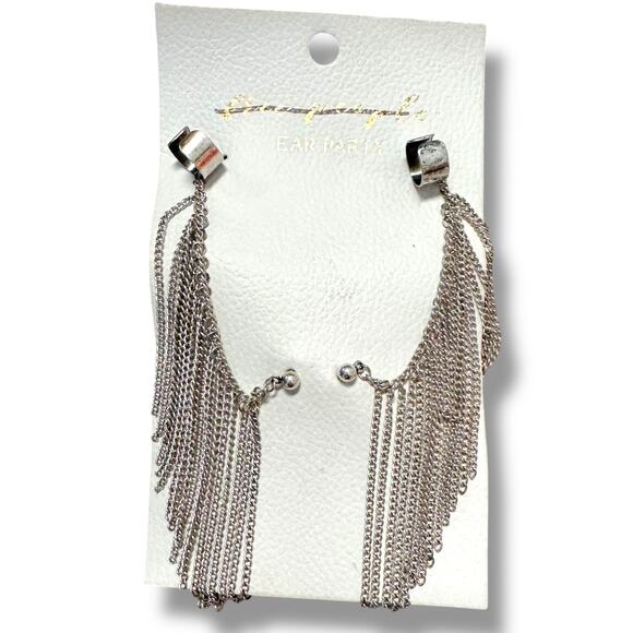 Free People Breakfast Club Ear Cuff Silver Fringe Western Bohemian Grunge Punk - Picture 10 of 13
